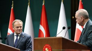 Turkish President Recep Tayyip Erdogan and Polish Prime Minister Donald Tusk hold a joint press conference after their meeting at Presidential Complex in Ankara, Turkiye on March 12, 2025. 