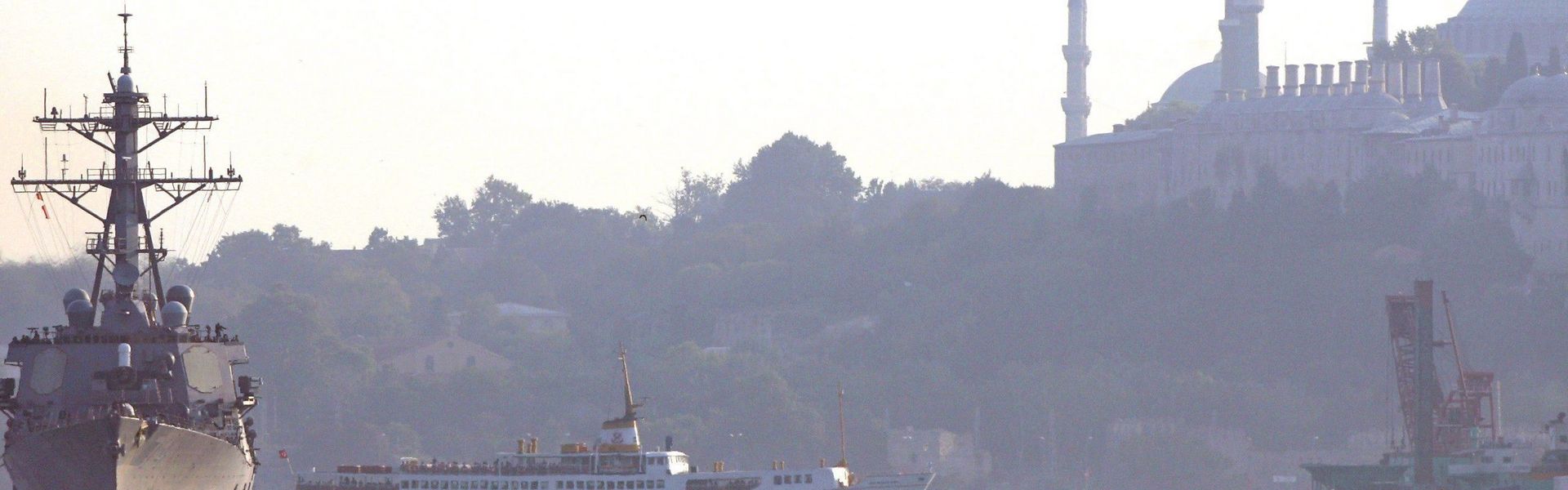 The USS McFaul transits the Bosporus towards the Black Sea.