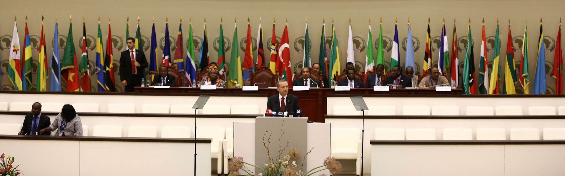 Turkish President Recep Tayyip Erdogan speaks during the Second Turkey-Africa Partnership Summit at Sipopo Congress Center in Malabo, Equatorial Guinea Turkish President Recep Tayyip Erdogan speaks during the Second Turkey-Africa Partnership Summit at Sipopo Congress Center in Malabo, Equatorial Guinea