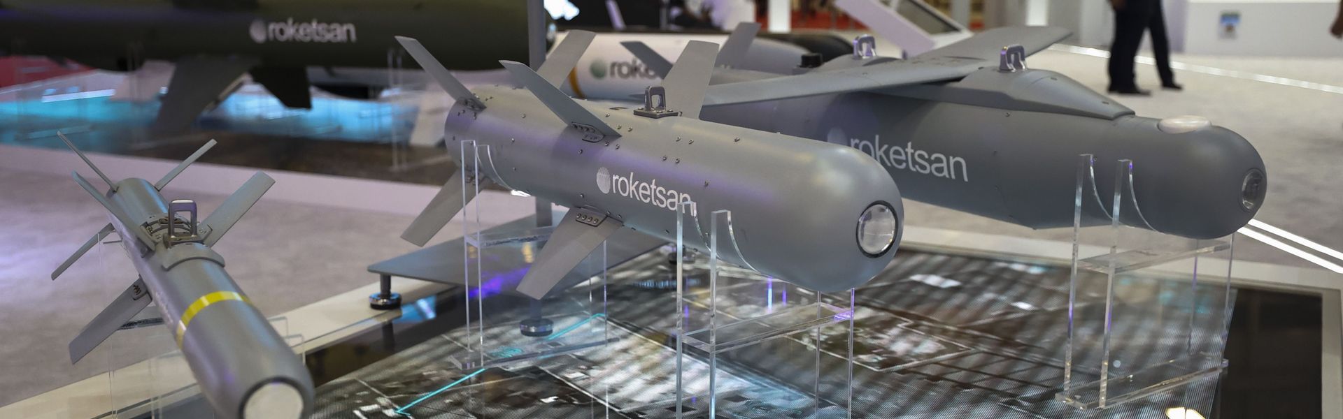 Air defence munitions of Roketsan are on display at the International Defence Industry Fair (IDEF) 2021 in Istanbul, Turkey.