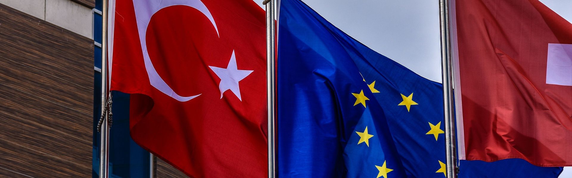 Turkish and European Union flags in Ankara