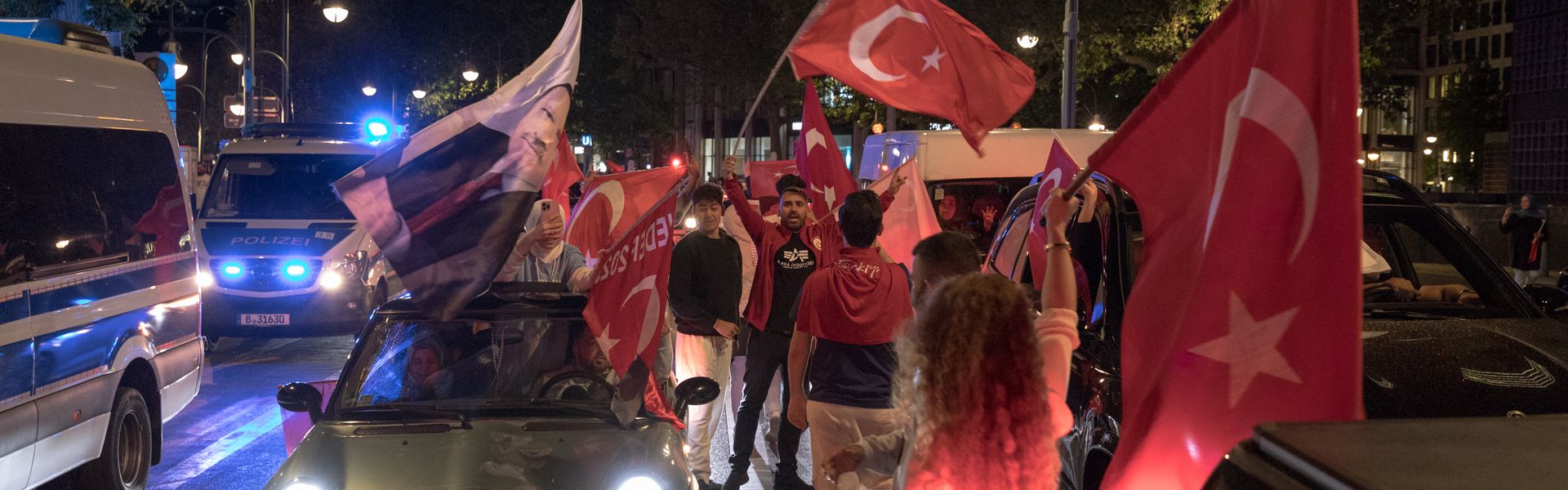 On May 28, 2023, Turkish people in Germany celebrated as Recep Tayyip Erdogan won Turkey's presidential election, extending his rule into a third decade.