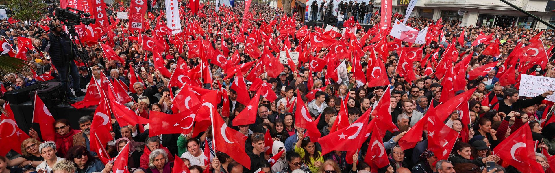 People attend a campaign event by Kemal Kilicdaroglu, presidential candidate from the Turkish oppositions six-party alliance