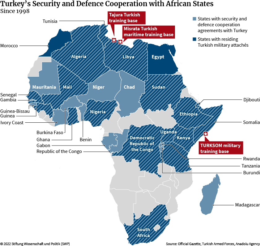 Map: Turkey’s Security and Defence Cooperation with African States