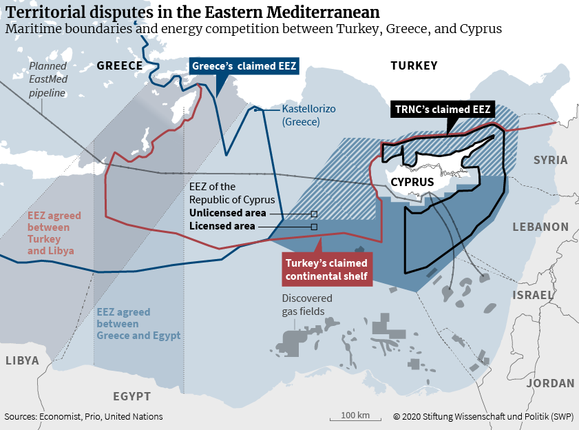 Territorial disputes in the Eastern Mediterranean. Maritime boundaries and energy competition between Turkey, Greece an Cyprus